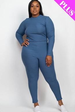 Black Pearl Clothing - Plus Size Long Sleeve Top And Leggings Set